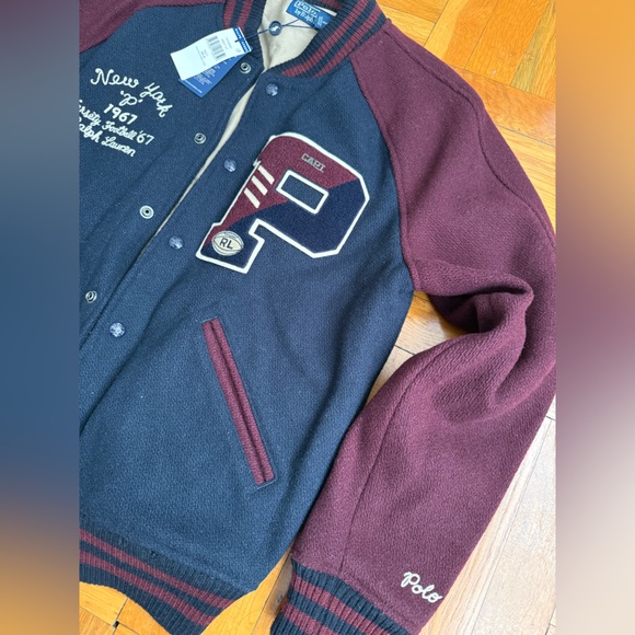 Polo Ralph Lauren Men's Varsity Jacket in Navy and Burgundy - Picture 10 of 10